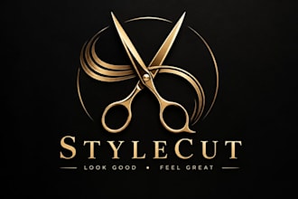 design a professional haircut, barber, tailoring or salon scissors logo
