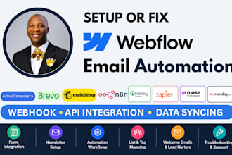 setup webflow website email automation fix zapier  CRM apis airtable integration
