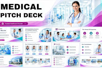 design eye catching medical, clinical home care, healthcare pitch deck, startups