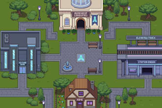 create pixel art tilesets, top down game map, city map, rpg environment, 2d asse
