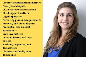 do divorce,family law, child custody,civil law,legal documents as divorce lawyer