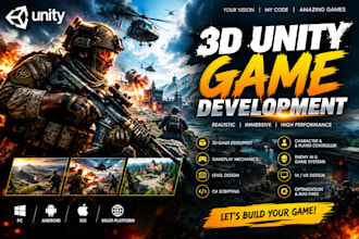 develop a professional 3d unity game with gameplay