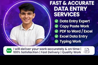 do 2 hours data entry, web research, copy paste, typing job