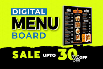 design animated digital TV menu board for halal restaurant