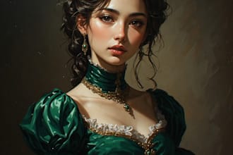 paint a stunning digital oil portrait with realistic details