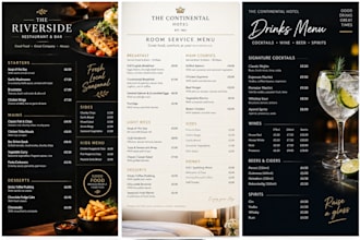 design a professional restaurant or hotel menu