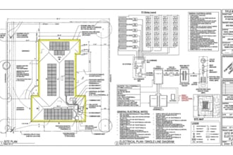 draft solar site plan electrical plan permit drawing for arizona USA