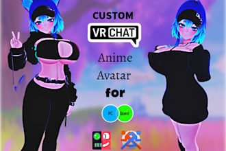 custom 3d vrchat anime avatar nsfw avatar pc quest anime vroid model vrm avatar