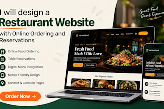 design a restaurant website with online ordering and reservations