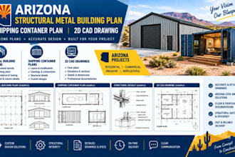 design arizona structural metal building plan, shipping container plan, 2d cad