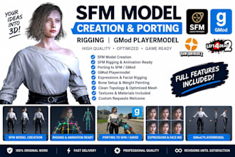 create, rig, port and customize sfm model, gmod playermodel, l4d2 model, tf2, vr