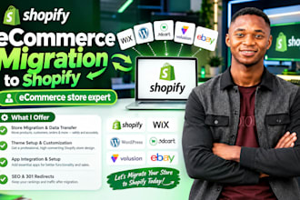 migrate wix wordpress volusion ecommerce website to shopify store with SEO setup