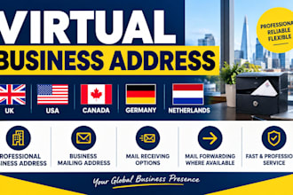 provide a virtual business address in UK USA canada germany netherlands