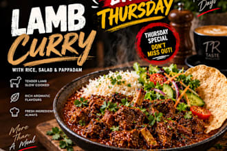 design premium menus, posters, banners and social media posts