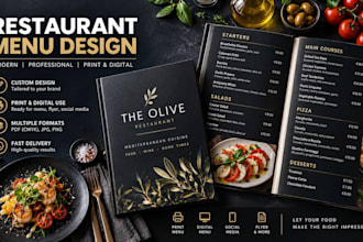 design a professional restaurant menu