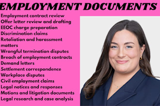 labor lawyer for contract review, eeoc charge, demand letter,offer letter,civil