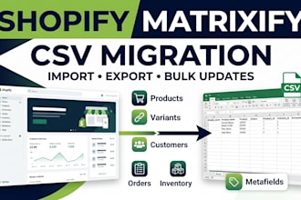 do shopify matrixify CSV import export and data migration