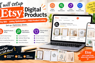 setup etsy digital products etsy SEO listing optimization pod product listing