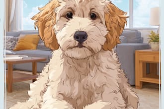 draw a cartoon pet portrait from photo
