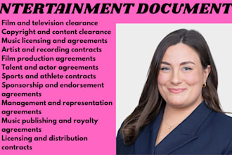 entertainment and sport lawyer in ca,fl,ny and do film clearance, contract,music