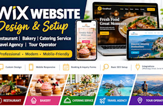 setup restaurant bakery catering service travel agency tour operator wix website