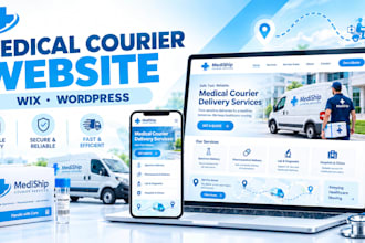design a professional medical courier website on wix or wordpress