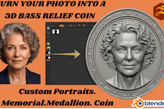 sculpt printable 3d coin bas relief medallion pendant stl for cnc in 3d printing