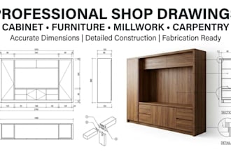 do shop drawing, carpentry, furniture, cabinet and woodwork with dimension