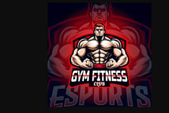 create a powerful fitness, bodybuilding and gym logo
