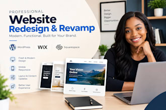 redesign, update, edit, revamp squarespace, wix, wordpress website