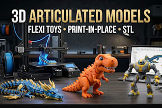 create custom 3d articulated model, flexi toy