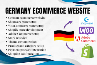 build german ecommerce website, shopware, woocommerce, shopify adobe commerce