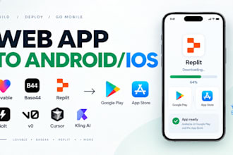 convert your lovable, base44 replit web app to android and ios