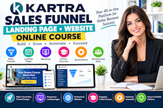 build kartra sales funnel, landing page, website and online course