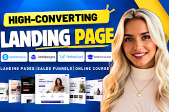 setup systeme io sales funnel landing page, leadpages, thrivecart, online course