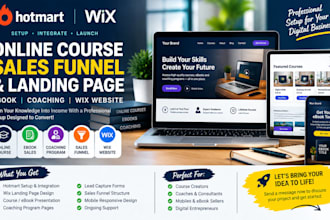setup hotmart online course sales funnel ebook coaching landing page wix website