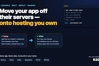 deploy and migrate your lovable base44 replit or bolt app to your own hosting