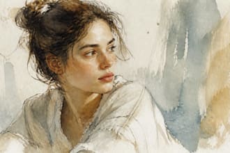draw a sketchy watercolor portrait, no ai