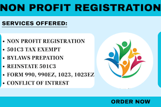 prepare state nonprofit registration, file 501c3 tax exempt, form 1023, 1023ez