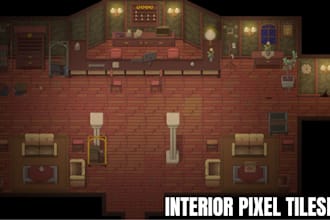 create pixel art interior tileset tile map top down 2d game asset environment