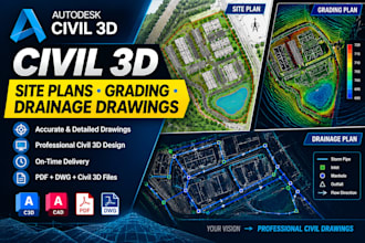 create civil 3d site plans, grading and drainage drawings