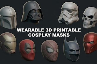sculpt, print 3d wearable cosplay halloween mask 3d helmet 3d mask 3d printing