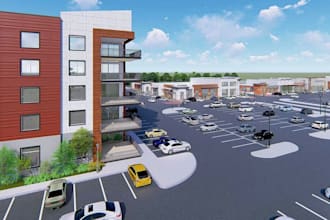 design 3d waterfront boardwalk, retail plaza, mixed use development