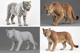 3d animal modeling, animal model with realistic fur, xgen hairs grooming hair