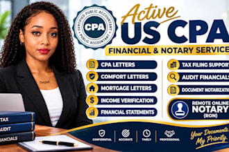 sign US CPA letter income verification financial statement US ron notary letter