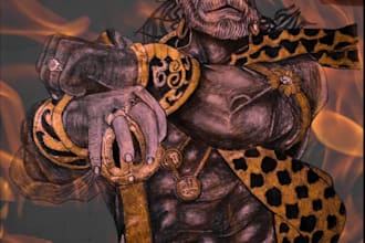 create fierce mythological concept art and digital sketches