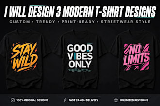 design 3 modern typography and graphic t shirt