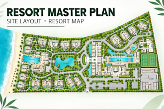 design a professional resort map, master plan, site layout