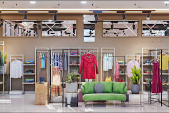 design 3d retail store interior showroom boutique clothing store kiosk shopfront