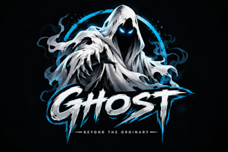 create ghost cartoon, character, mascot, ghost logo with creative concepts
